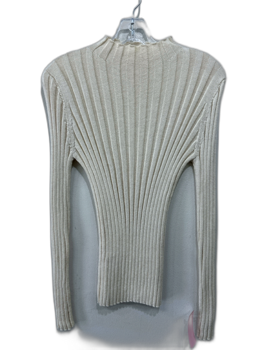 Laude The Label Size M Cream White Baby Alpaca Ribbed Knit Mock Neck Sweater Cream White / M