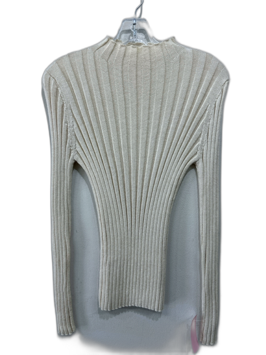 Laude The Label Size M Cream White Baby Alpaca Ribbed Knit Mock Neck Sweater Cream White / M