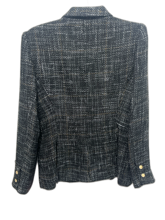 L'agence Size 8 Black & White Polyester Blend Metallic Thread Tweed Jacket Black & White / 8