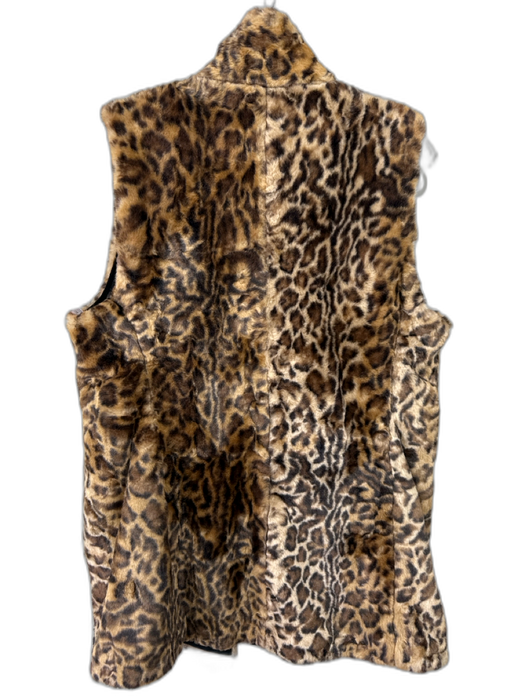Alice + Olivia Size L Brown & Black Acrylic Blend Faux Fur Leopard Print Vest Brown & Black / L