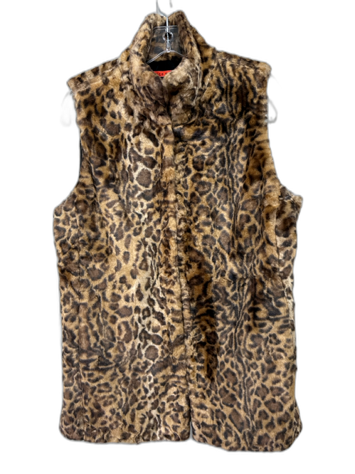 Alice + Olivia Size L Brown & Black Acrylic Blend Faux Fur Leopard Print Vest Brown & Black / L