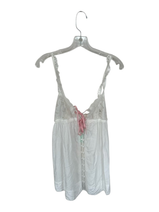 For Love & Lemons Size M White Lyocell Lace Button Up Mini Dress White / M