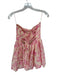 Olivaceous Size L Pink & Cream Cotton Strapless Tie Back Floral Bubble Hem Dress Pink & Cream / L