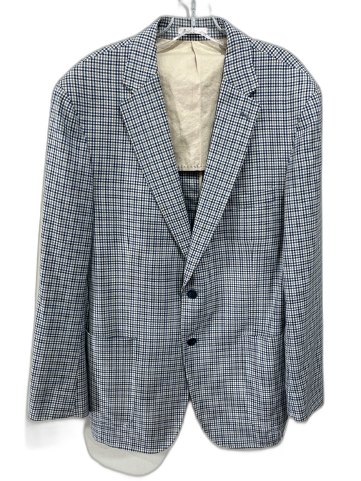 Peter Millar Blue & Multi Wool Plaid 2 Button Men's Blazer Blue & Multi / L
