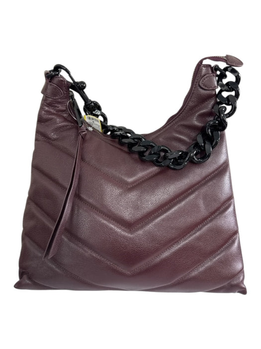 Rebecca Minkoff Brown Leather Stitching Chain Strap Shoulder Zip Close Bag Brown