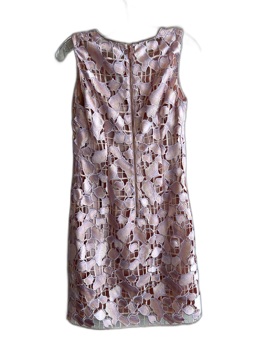 Elie Tahari Size 4 Pink Polyester Lace Overlay Floral Back Zipper Dress Pink / 4