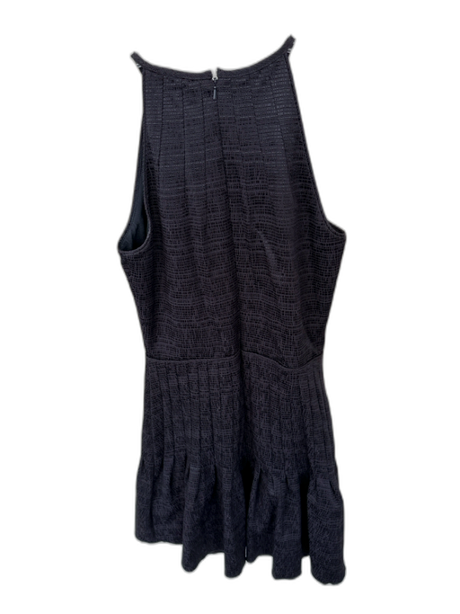 Reiss Size 4 Black Cotton Blend Spaghetti Strap Textured Pleated Back Zip Dress Black / 4