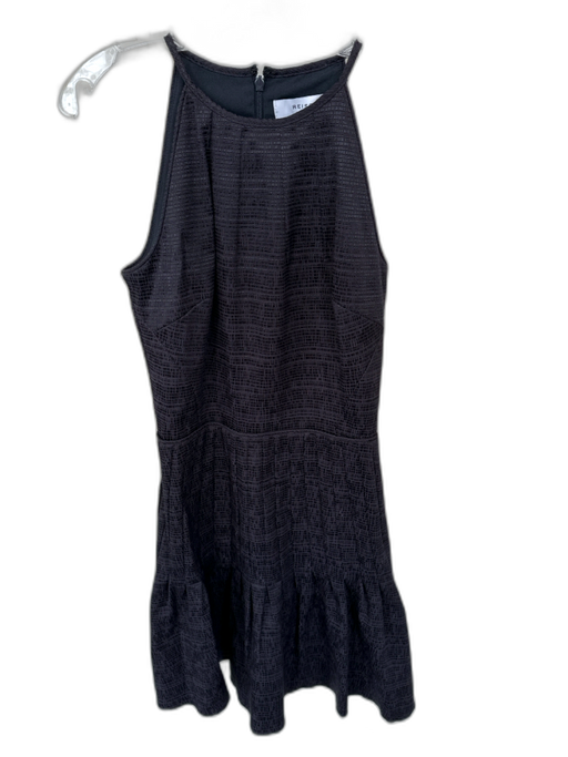 Reiss Size 4 Black Cotton Blend Spaghetti Strap Textured Pleated Back Zip Dress Black / 4
