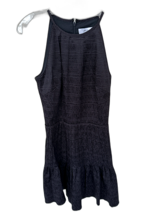Reiss Size 4 Black Cotton Blend Spaghetti Strap Textured Pleated Back Zip Dress Black / 4