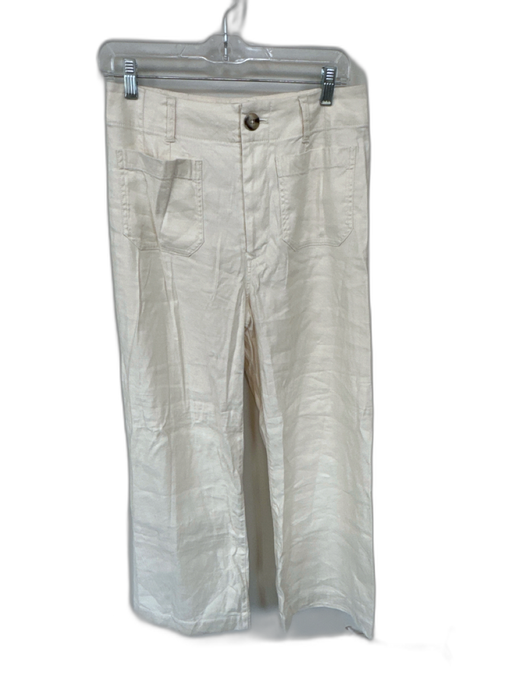 Maeve Size 29 Cream Linen Blend High Waist Wide Leg Pants Cream / 29