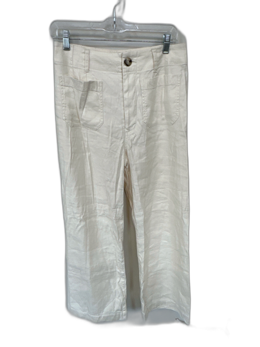 Maeve Size 29 Cream Linen Blend High Waist Wide Leg Pants Cream / 29