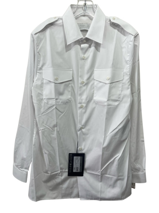 Prada NWT Size 15.5 White Cotton Solid Button Down Men's Long Sleeve Shirt White / 15.5