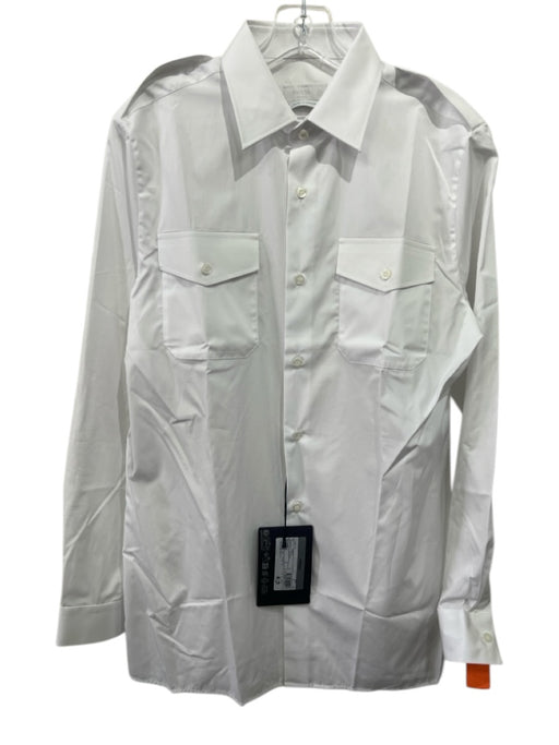 Prada NWT Size 15.5 White Cotton Solid Button Down Men's Long Sleeve Shirt White / 15.5