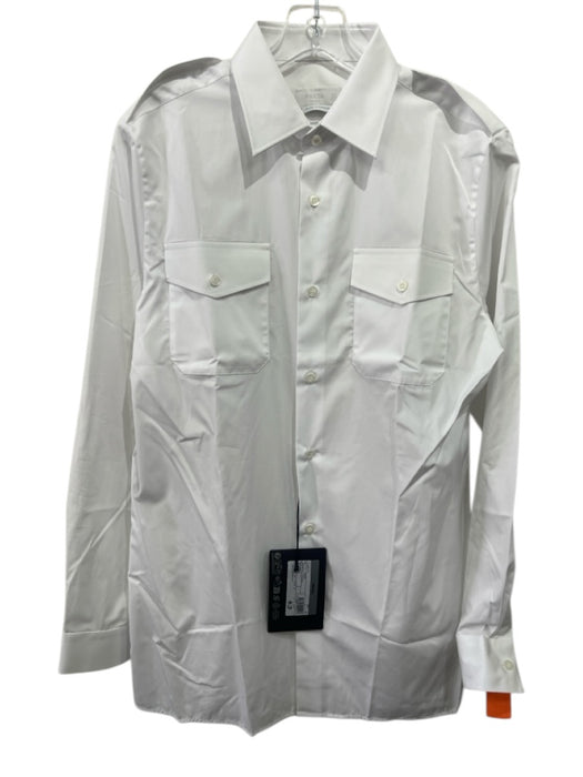 Prada NWT Size 15.5 White Cotton Solid Button Down Men's Long Sleeve Shirt White / 15.5