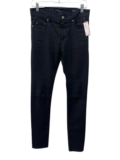Saint Laurent Size 28 Black Cotton Denim Ripped Zip Fly Men's Pants Black / 28