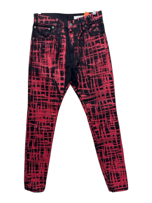 Maximilian Davis Size S Black & Red Cotton Abstract Men's Pants Black & Red / S