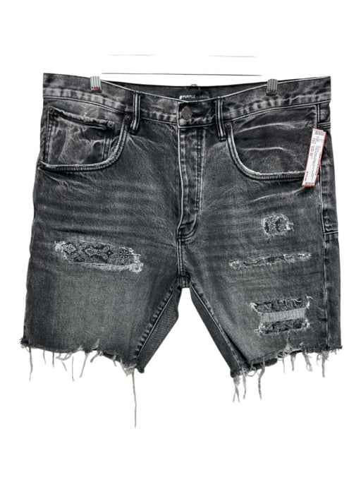 Purple - Brand Size Est 32 Gray & Black Cotton Blend Washed Jorts Men's Shorts Gray & Black / Est 32