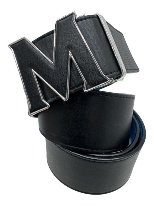 MCM Blue & Black Leather Reversible Men's Belt Blue & Black