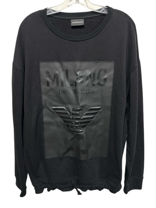 Armani Size L Black Cotton Blend logo Sweatshirt Men's Long Sleeve Shirt Black / L
