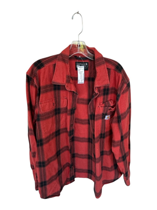 Carhartt Size L Red & Black Cotton Plaid Button Down Men's Shirt Red & Black / L