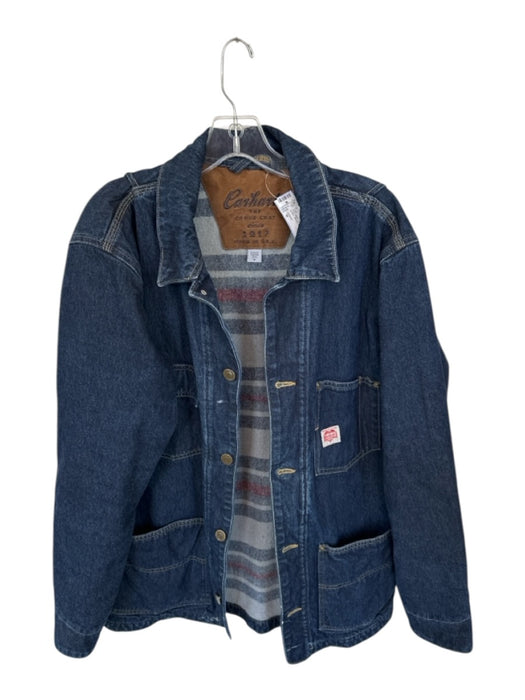 Carhartt Dark Wash Denim Solid Lined Snap button Men's Coat Dark Wash / M
