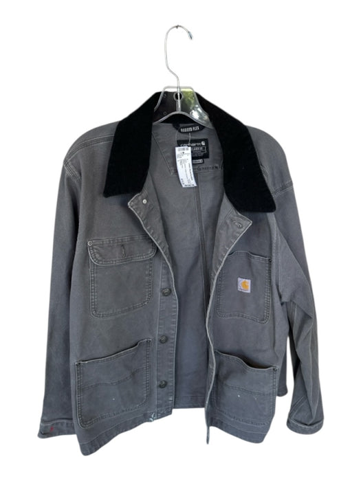 Carhartt Gray & Black Cotton Corduroy Pockets Coat Gray & Black / L