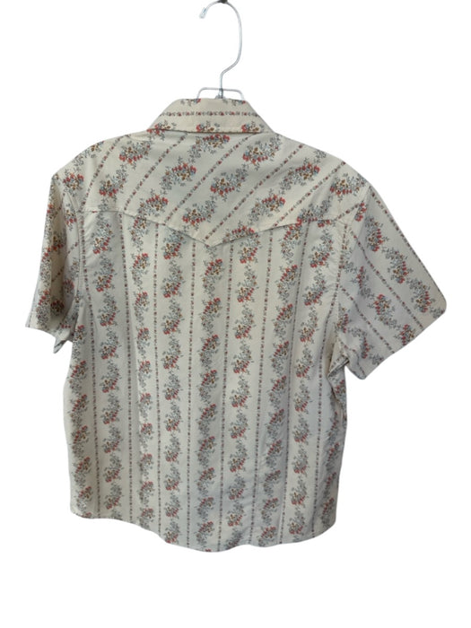 Howler Bros. Size S Cream & Orange Nylon Blend Flowers Snap Buttons Men's Shirt Cream & Orange / S