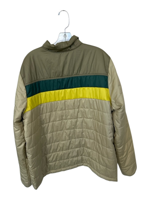 LL Bean Size XL Green & Beige Print Polyester Puffer Full Zip Athletic Jacket Green & Beige Print / XL