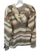 Beige & Blue Print 100% Cotton Stripe Button Up Pockets Hoodie Beige & Blue Print / L