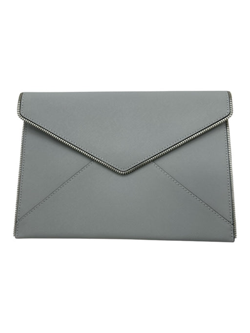 Rebecca Minkoff Ice Blue Saffiano Leather silver tone hardware Zipper Detail Bag Ice Blue