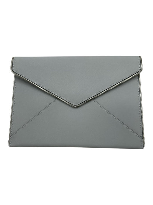 Rebecca Minkoff Ice Blue Saffiano Leather silver tone hardware Zipper Detail Bag Ice Blue