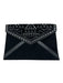 Rebecca Minkoff Black & Silver Leather Studded Magnetic Snap Envelope Clutch Bag Black & Silver