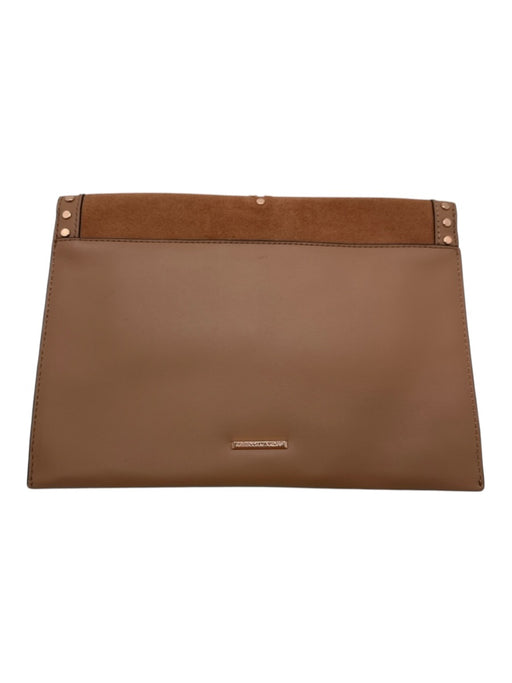 Rebecca Minkoff Tan & Rose Gold Leather Studded Magnetic Snap Envelope Bag Tan & Rose Gold
