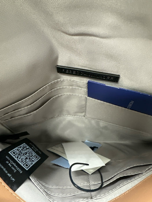 Rebecca Minkoff Tan & Rose Gold Leather Studded Magnetic Snap Envelope Bag Tan & Rose Gold