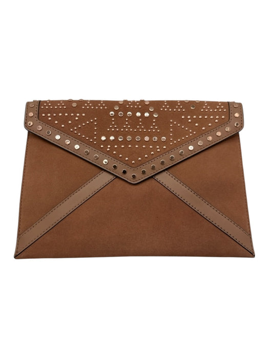 Rebecca Minkoff Tan & Rose Gold Leather Studded Magnetic Snap Envelope Bag Tan & Rose Gold