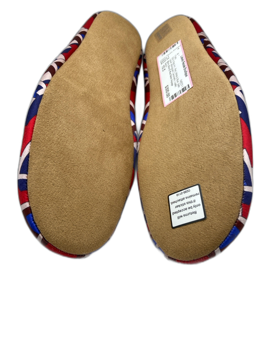 Gucci Shoe Size 10.5 Red, White & Blue Satin Upper Monogram Geometric Flats Red, White & Blue / 10.5