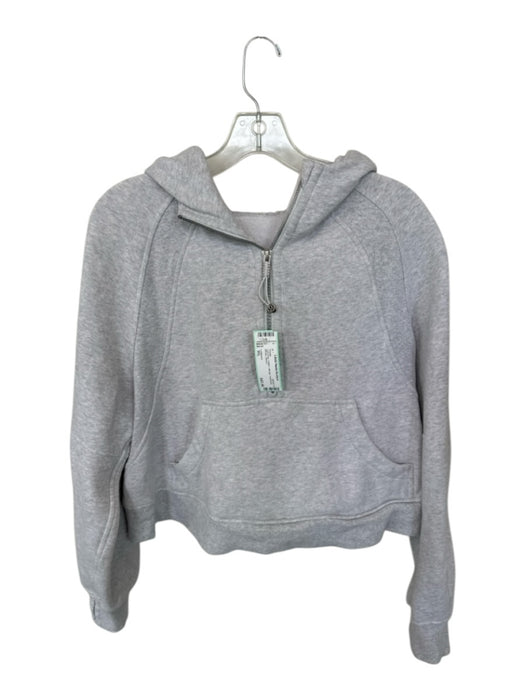 Lululemon Size M/L Light Gray Cotton Half Zip Heathered Athletic Hoodie Light Gray / M/L