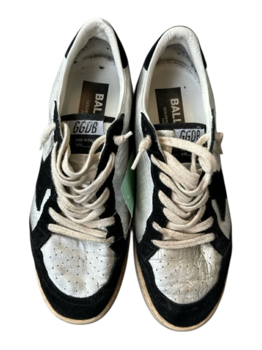 Golden Goose Shoe Size 39 Silver & Black Leather & Suede Lace Up Sneakers Silver & Black / 39