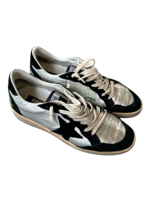 Golden Goose Shoe Size 39 Silver & Black Leather & Suede Lace Up Sneakers Silver & Black / 39