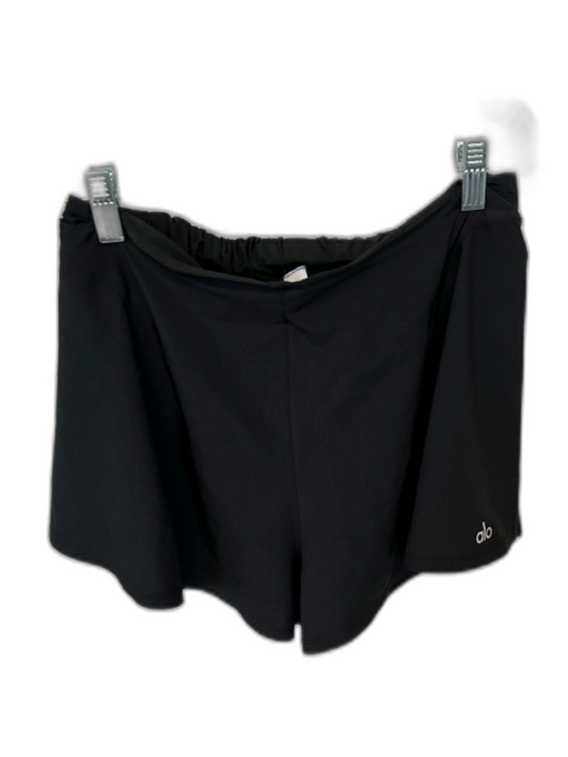 Alo Size S Black Polyester Elastic Waist Athletic Shorts Black / S