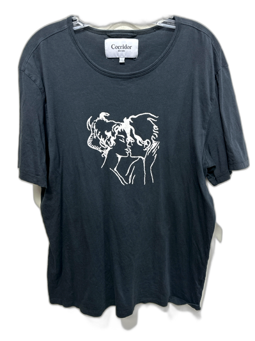 Corridor Size L Black & White Cotton Graphic Men's Short Sleeve Shirt Black & White / L