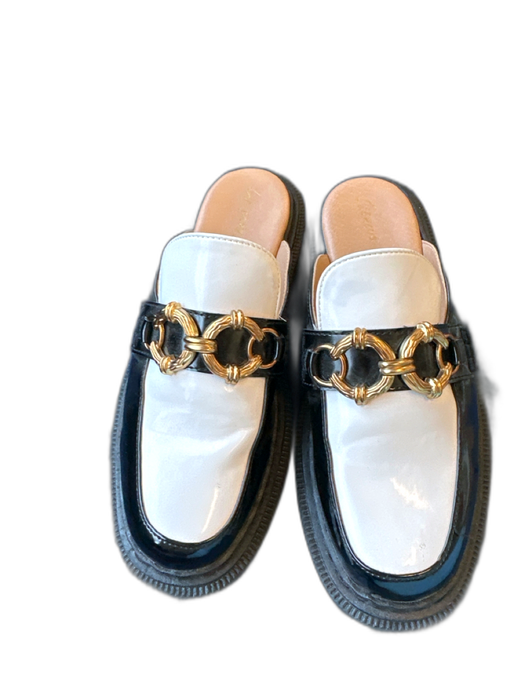 Circus Shoe Size 7.5 Black & White Vegan Leather Open Back Platform Loafers Black & White / 7.5