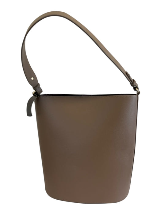Freja Beige Brown Pebbled Leather Shoulder Strap Magnetic Close Bucket Bag Beige Brown / M/L