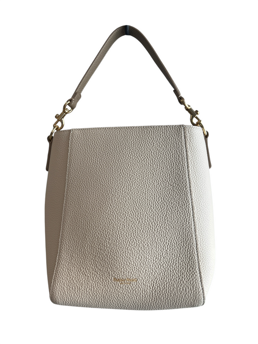 Parisa Wang Cream Pebble Leather Interior Pocket Zip Top 1 strap Bucket Bag Cream / Medium