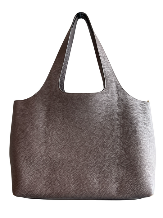 Cuyana Taupe Leather Tote Shoulder Bag Snap Closure Interior Pocket Bag Taupe / Large