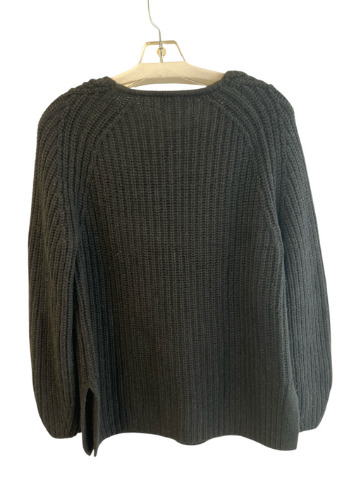 Pure Size 8/10 Black Wool Blend V Neck Long Sleeve Ribbed Sweater Black / 8/10