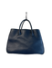 Maxima Dark Blue Leather 2 Handles Interior Zip Pocket Flap and Snap Bag Dark Blue / Medium