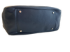Maxima Dark Blue Leather 2 Handles Interior Zip Pocket Flap and Snap Bag Dark Blue / Medium