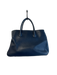 Maxima Dark Blue Leather 2 Handles Interior Zip Pocket Flap and Snap Bag Dark Blue / Medium