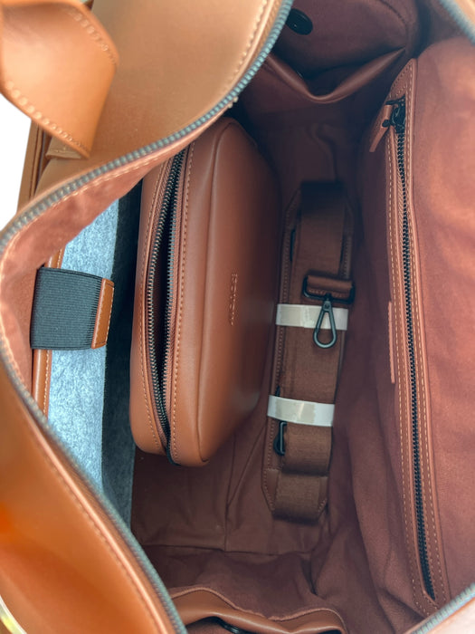 Monos Caramel Manmade Material Top Handles Detachable Strap Zip closure Bag Caramel